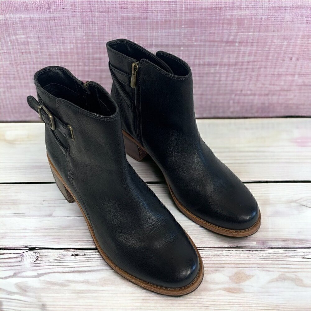 Clarks Women's Clarkdale Jax Ankle Boot Black Leather Size 10 Like New - Picture 5 of 12